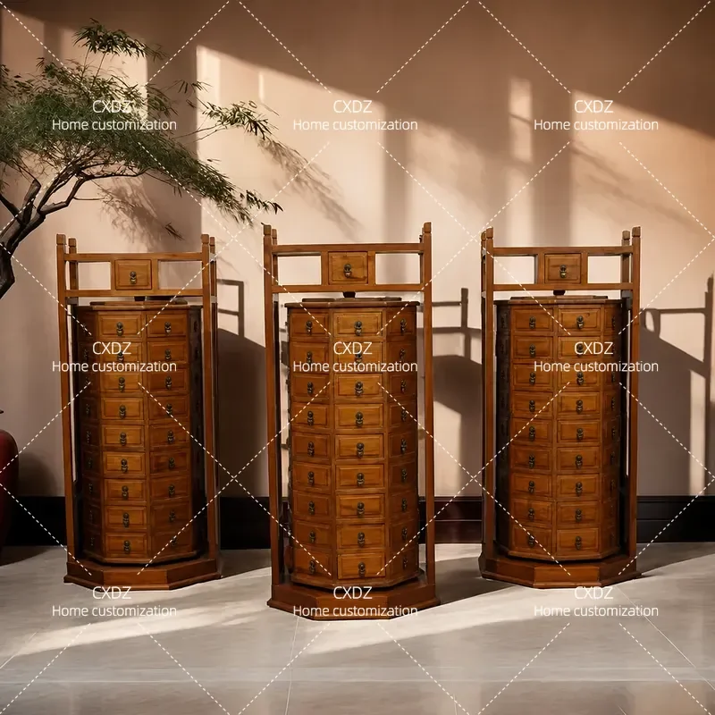 Medieval furniture, simple multi-pump cabinet, medicinal material cabinet, locker, solid wood edge cabinet,