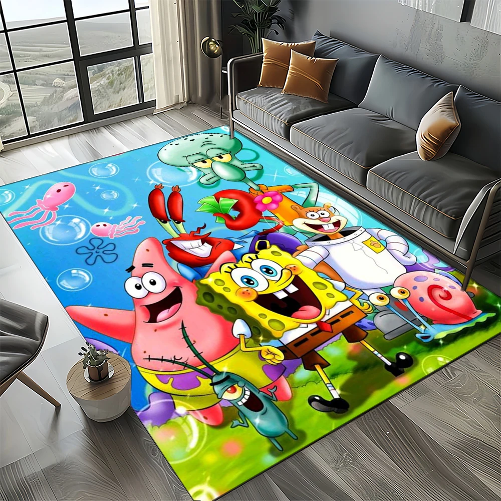 2025 New Style Funny S-SpongeBob Patrick Star Cartoon Rug Carpet for Living Room Bedroom Home Decor,Non-slip for Sofa Doormat