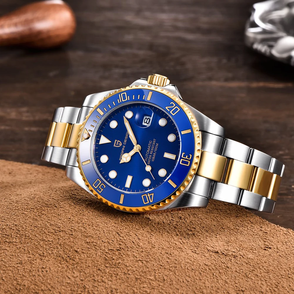 PAGANI DESIGN Water Ghost Series Classic Blue Dial Luxury Men Automatic Watches Stainless Steel 100m Waterproof Mechanical Watch