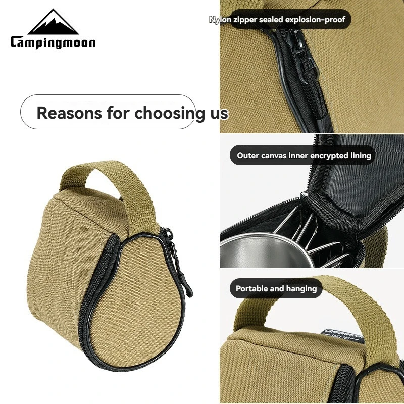 

CAMPINGMOON S180-B Outdoor Portable Salad bowl Storage bag, Canvas Salad Cup Coffee Beer Cup Portable Storage Bag