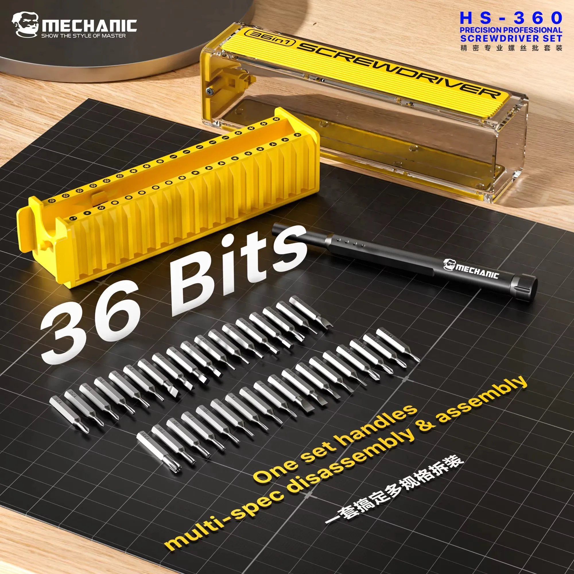 Mechanic HS-360 36 in 1 Precision Screwdriver Set Professional Electronics Repair Screwdriver Disassembly Assemble Hand Tool