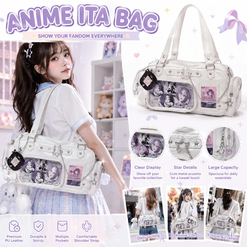 Kpop Star Clear Itabag Anime Large Capacity Tote Shoulder Bag Transparent Pocket Kpop Chasing School Crossbody Purse For Girls