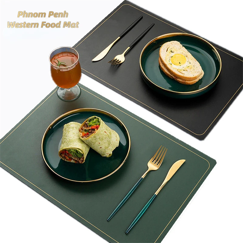 

1PCS 45x30cm PU Waterproof Placemat for table Nordic Phnom Penh Leather Placemat Anti-oil Western Placemat Table Mat