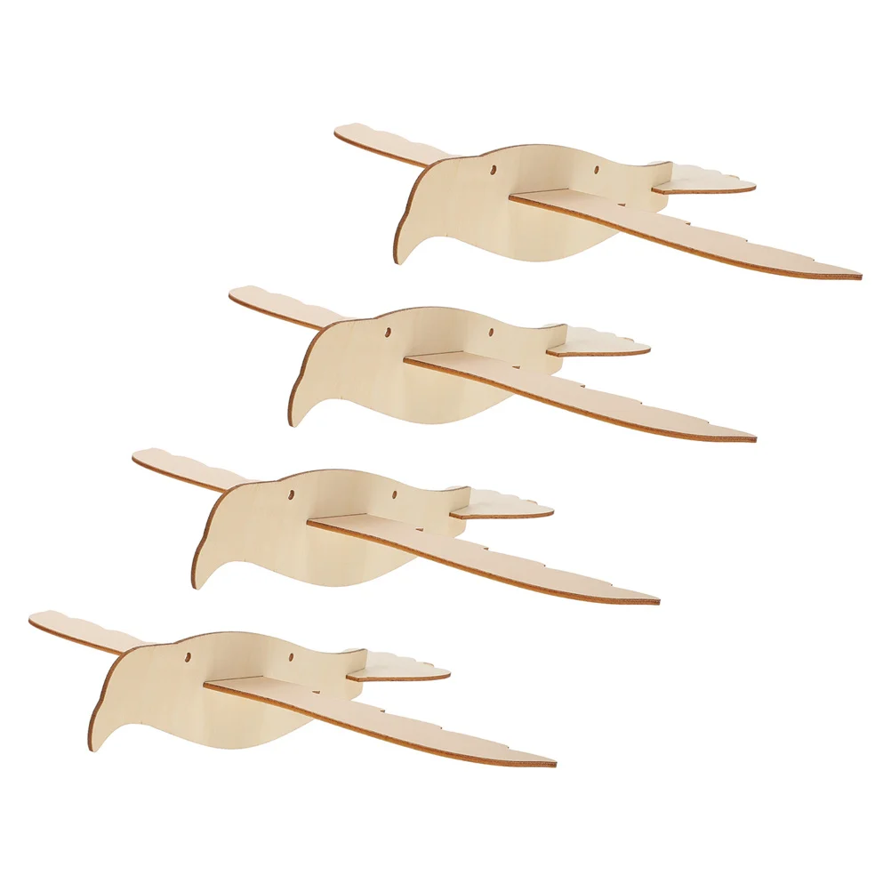 4Pcs DIY Eagle Wooden Airplanes Hand Painting Educational Craft Kids Creativity Graffiti Handcrafted Plaything Desktop Decor