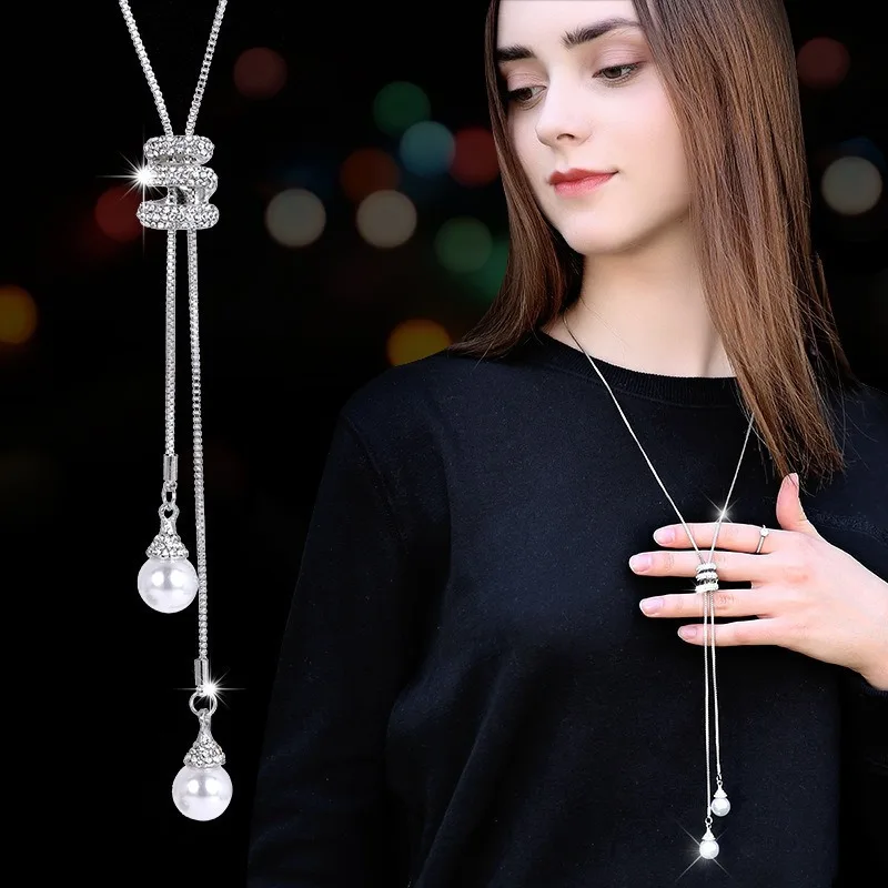 [Long Sweater Chain] A Long Sweater Chain, Small Fragrance, Versatile Temperament, High Sense, Korean Version of Fringed