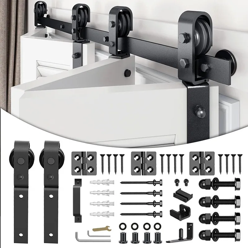 Carbon Steel Barn Door Slide Rail, Complete Hardware Accessories for American Style Folding Sliding Door