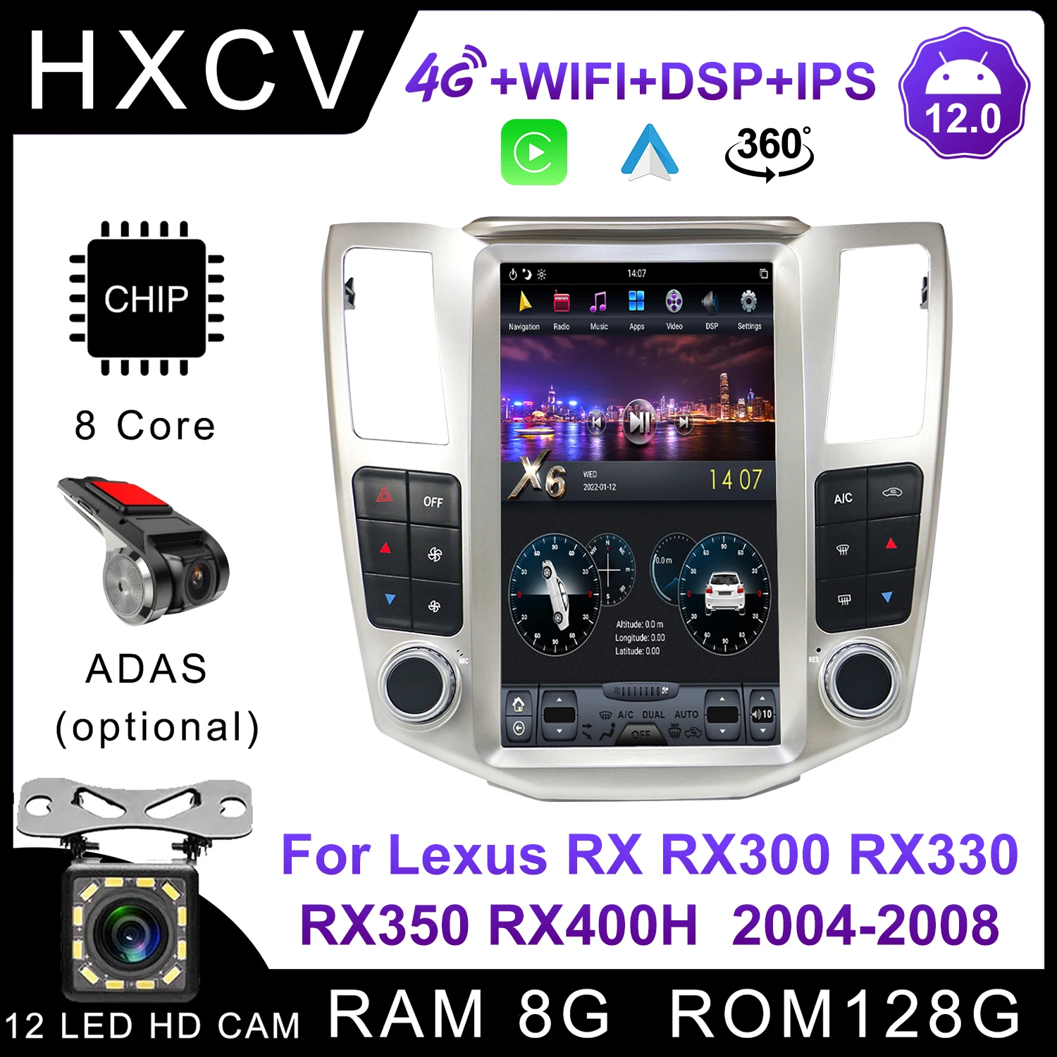 

Android Car Radio Multimedia DVD Player Stereo GPS Navigation For Lexus RX RX300 RX330 RX350 RX400H 2004-2008 Video Tesla Screen