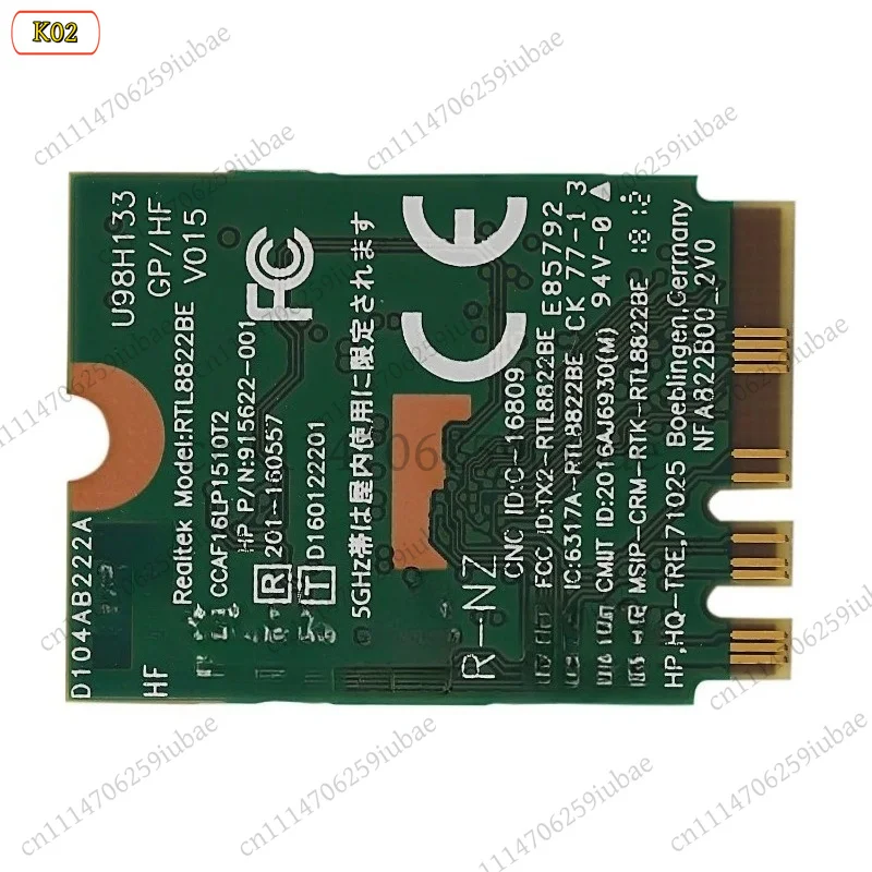 RTL8822BE M.2 NGFF WiFi Card 802.11ac Dual Band 2.4G 5GHz Wireless Network Adapter Bluetooth 4.2 for Laptop Desktop PC