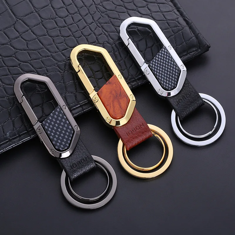 Luxury Brand Leather Men Keychain Black Clasp Creative DIY Keyring Holder Car Key Chain For Men Jewelry Gift K4878