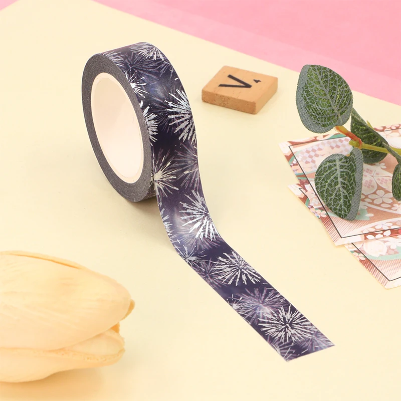 2022 NEW 10pcs/Lot  Foil Fireworks Washi Tape Decorative Washi Tape Scrapbooking Masking Tape 15MM*10M