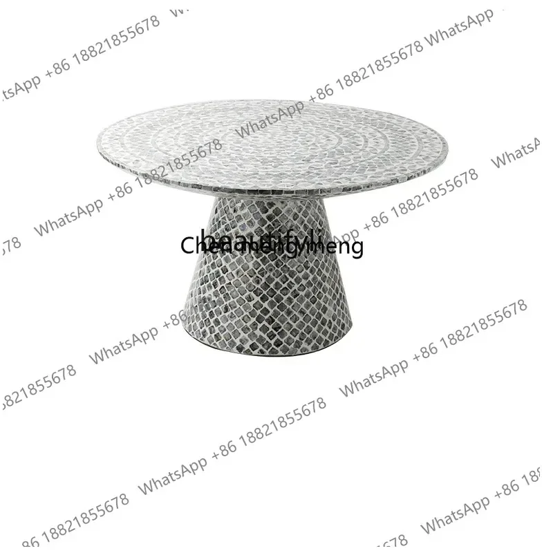 03 Wabi Sand Wind Premium Coffee Table Living Room Shell Round Table Sofa Side Table Creative Light Luxury Homestay Furniture