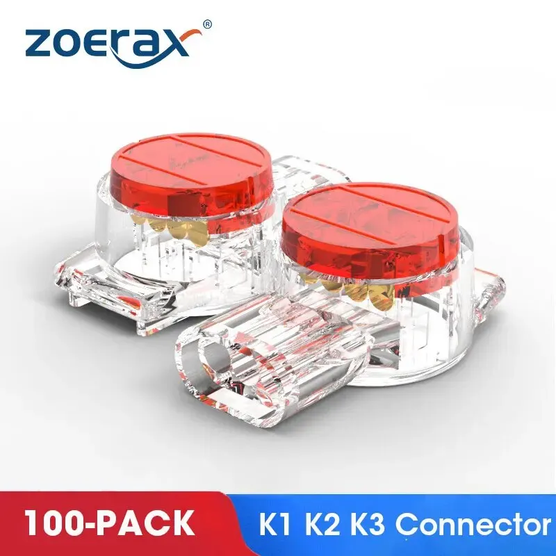 ZoeRax 100PCS K1 K2 K3 Złącze przewodu Splice Złącze RJ45 RJ11 Okablowanie Ethernet Kabel telefoniczny Przewód UY2 Zacisk kabla sieciowego