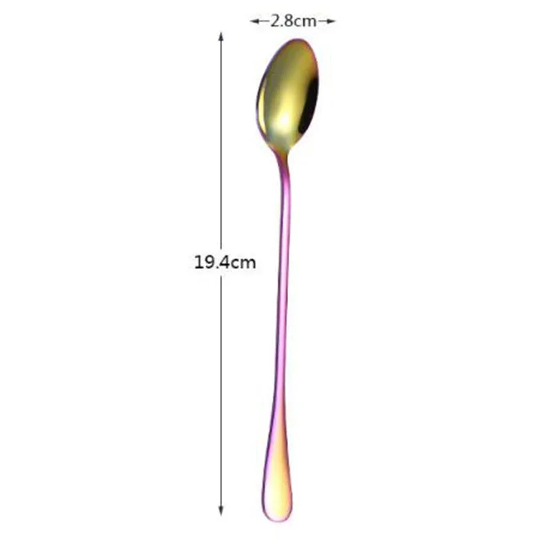 Juego de cucharas de 4 Uds., cubiertos de mango largo de acero inoxidable, vajilla para restaurante