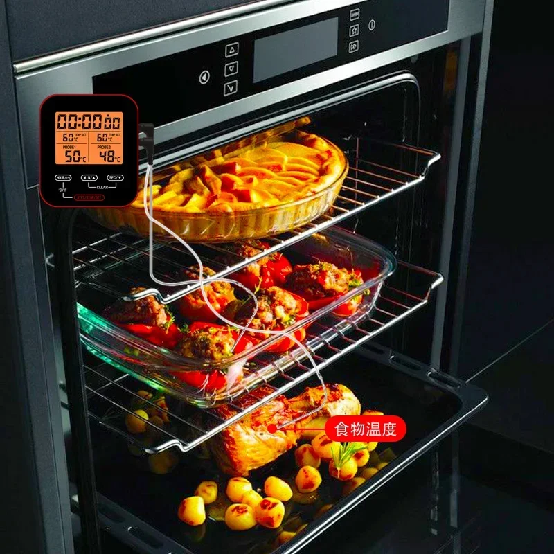 Double needle grill cooking BBQ thermometer