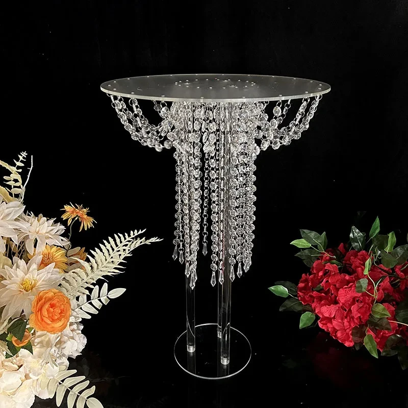 

5/10Pcs/Lot 60cm Tall Acrylic Wedding Table Centerpiece Acrylic Flower Stand Romantic Road lead Decoration Transparent Cake Tray