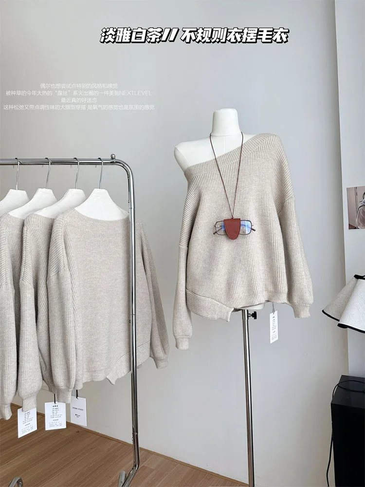 

Korean Style New Design O-Neck Slim Sweater Autumn Winter Sexy Sweet O-Neck Loose Top Women Long Sleeve Simple Elegant Pullover