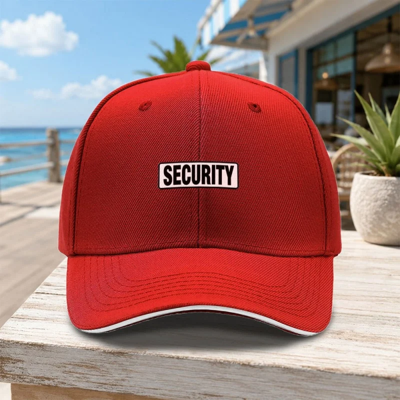 1pc Unisex Outdoor SECURITY Sign Sandwich Baseball Cap Street Fashion Outdoor Sports Baseball Cap Fashionable Versatile Duckbill