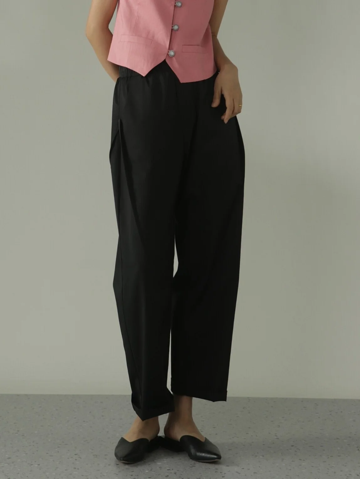 

WHOOOS Ladies Casual Cotton Polyester Elastic Waist Slimming Long Pants Commute Style Simple Fashion Trousers
