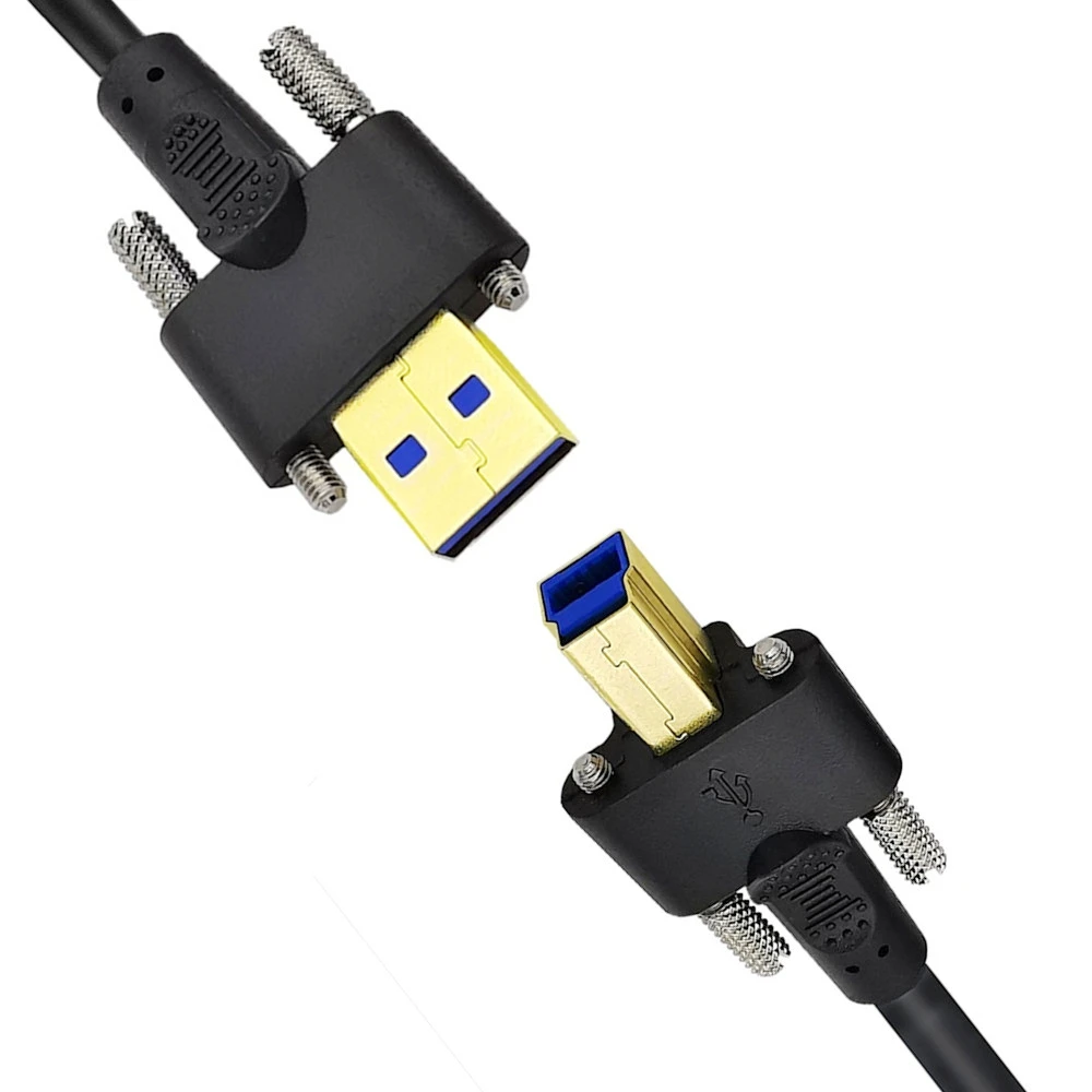 USB 3.0 ประเภท A ชายไป B ชายเครื่องพิมพ์ข้อมูลสาย Dual M3 สกรูล็อคสําหรับ Docking Station, ไดรเวอร์ฮาร์ดไดรเวอร์ภายนอก Scanner