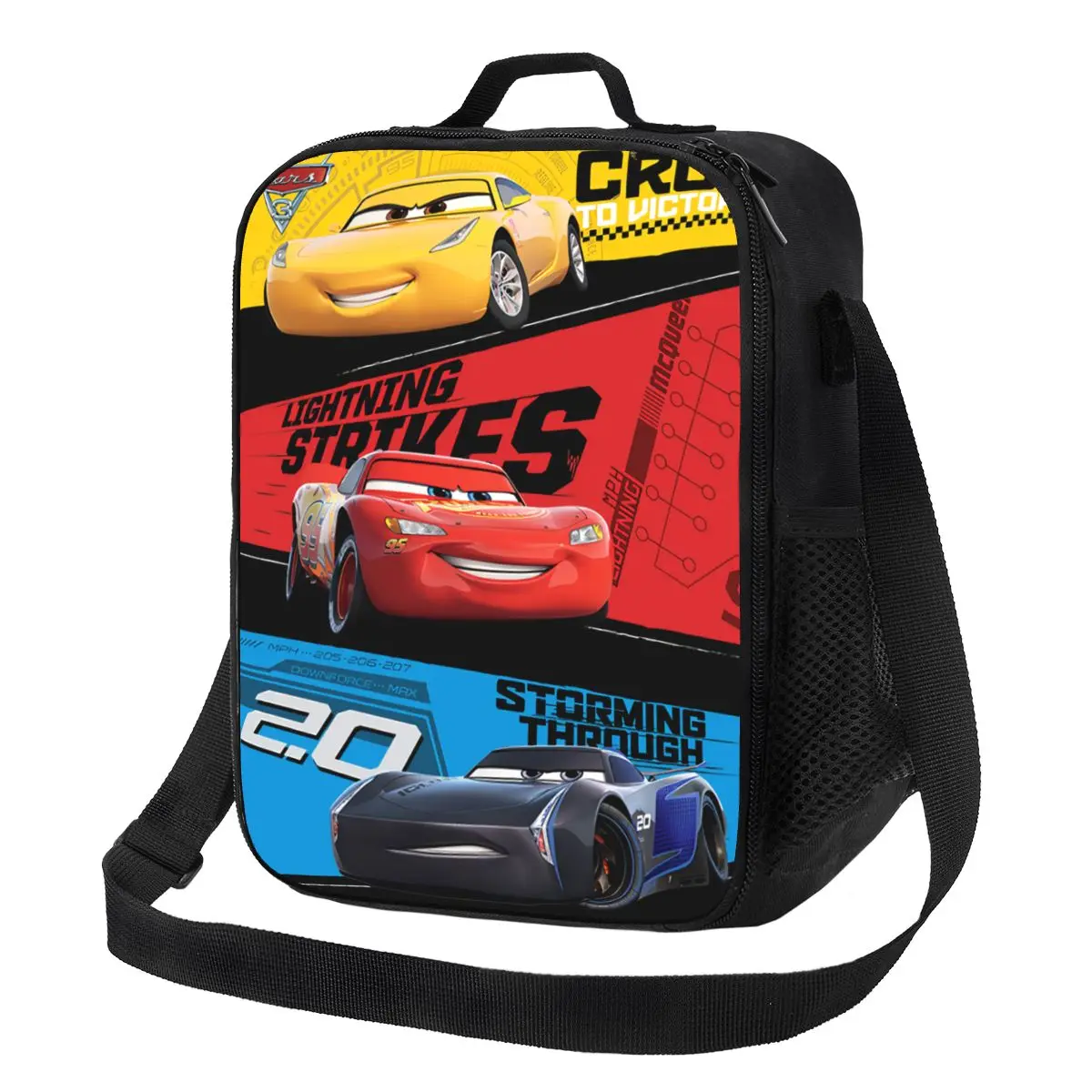 Custom Cars Racer Lightning McQueen Lunch Bag Men Women Warm Cooler Insulated Lunch Boxes for Kids School Children