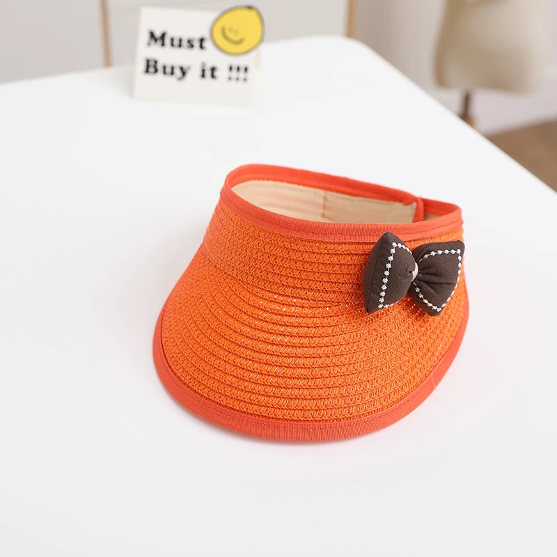 Lovely Girl Baby Summer Straw Hat Casual Bowknot Sun Visor Caps Outdoor Beach Top Sunscreen Empty Hats Cute Baseball Caps