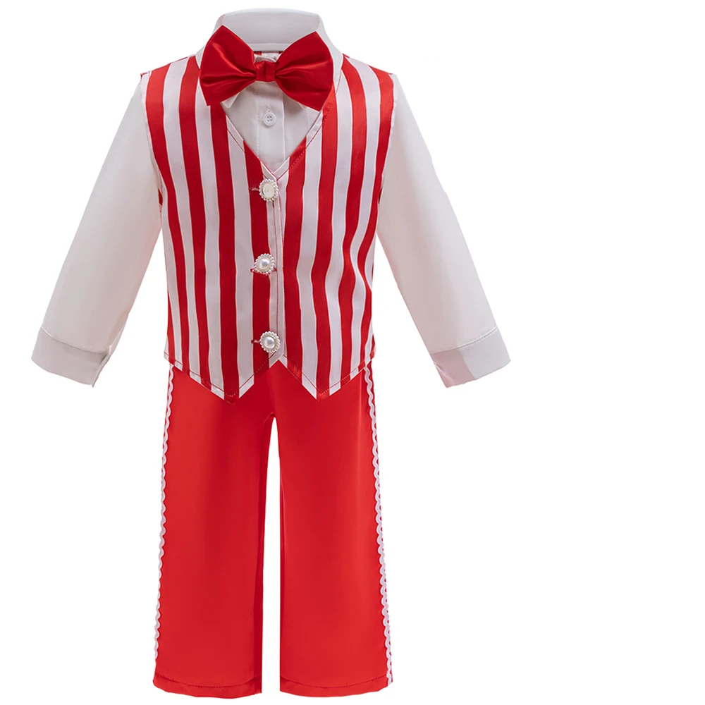 NewYear Clothes Boys Christmas sets Festival PartyToddler Kids Long Sleeves Red White Stripes Bowtie Prom Outfits Xmas Gift