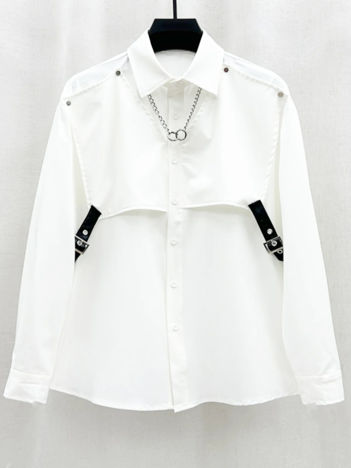 

Trendy Loose Long Sve Men's Workwear irt New Sle Individual Patchwork Design Casual Faionable Autumn irt