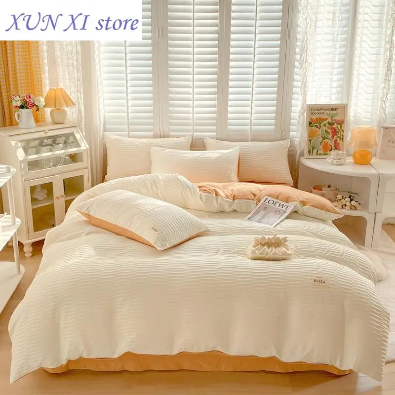 

New Bedding Set Duvet Cover Flat Sheets Pillowcase Bed Sheet Set Soft Comforter Cover Bed Linens Set Nordic Ins Style