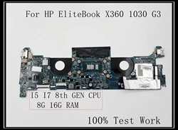 For HP EliteBook X360 1030 G3 Laptop Motherboard DA0Y0PMBAF0 DA0Y0PMBAE0 With I5 I7 8TH GEN CPU 8G 16G RAM 100% Test Work