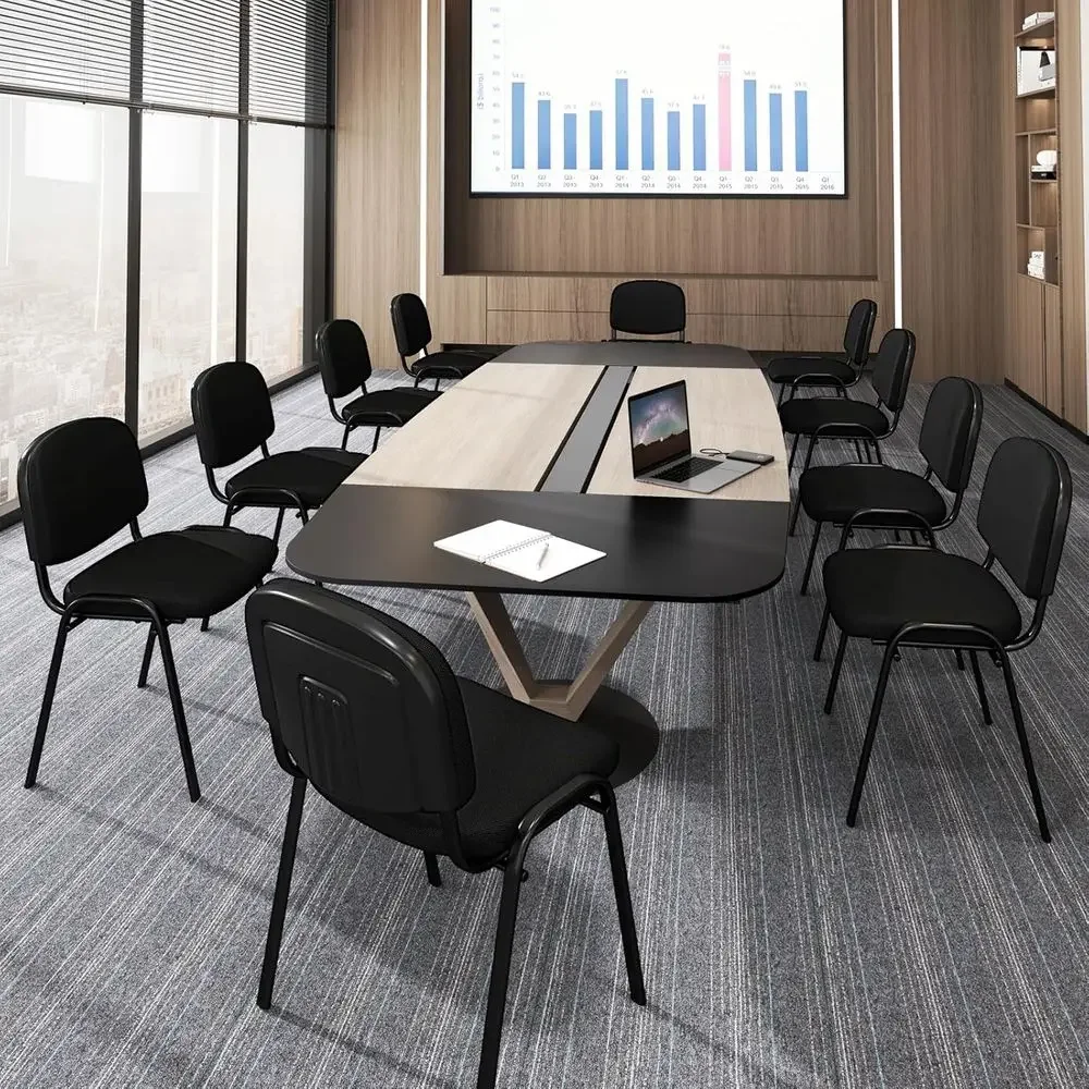 Stackable Conference Room Chairs with Waterfall Seat and Metal Frame for Meetings and Waiting Areas