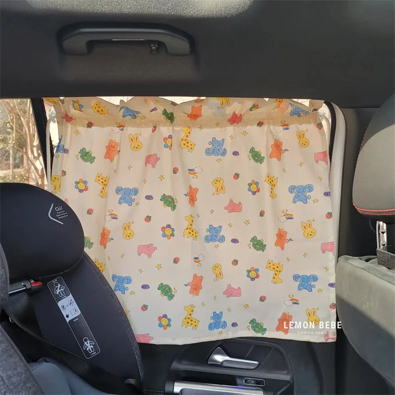 Baby Car Suction Cup Curtain Window Sunshade Cover Cartoon Universal Side Window Sunshade UV Protection for Kid Baby Children