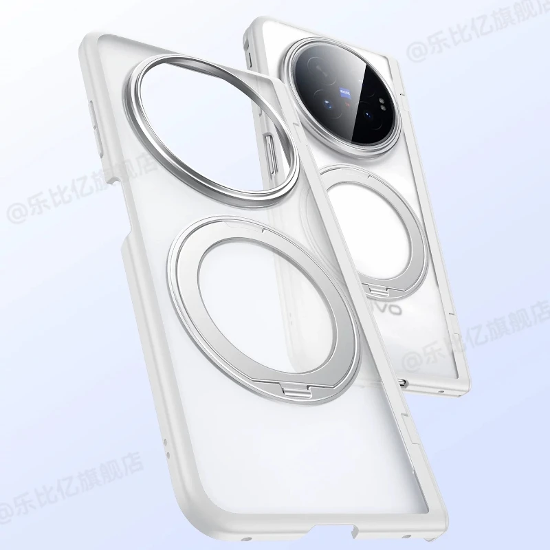 For Vivo X Fold 6 Case Magnetic Rotating Ring Matte Transparent Skin Feel Central Hinge Cover With Tempered Glass Film Shell