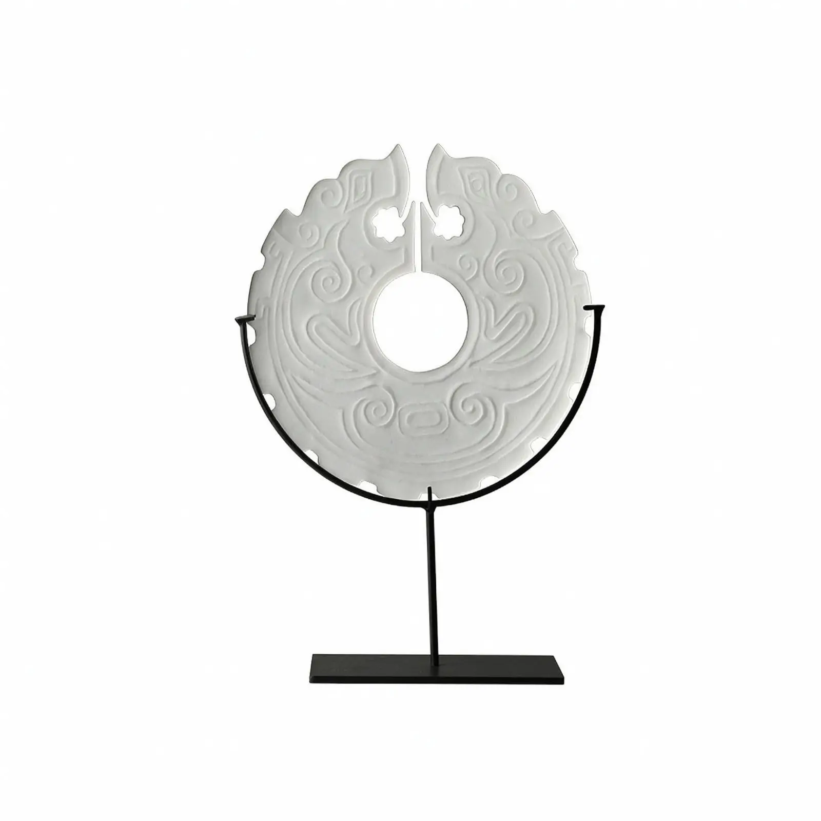 Elegant White Resin Pi Ornament on Metal Base for Aesthetic Room Decoration