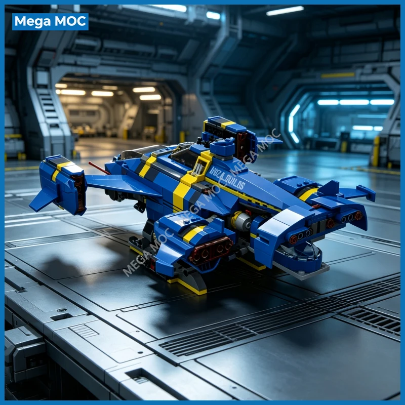 MOC Interstellar Spaceship Building Blocks Futuristic Spacecraft DIY Assembly Ornament Model