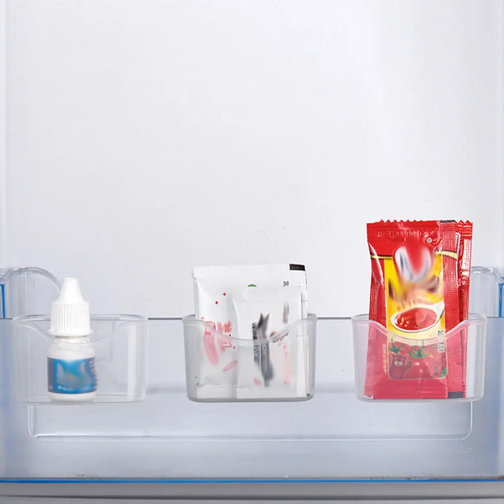 Refrigerator Hanging Organizer Box 4 Pack Plastic Fridge Storage Bins for Sauce Bags Kitchen Cabinet