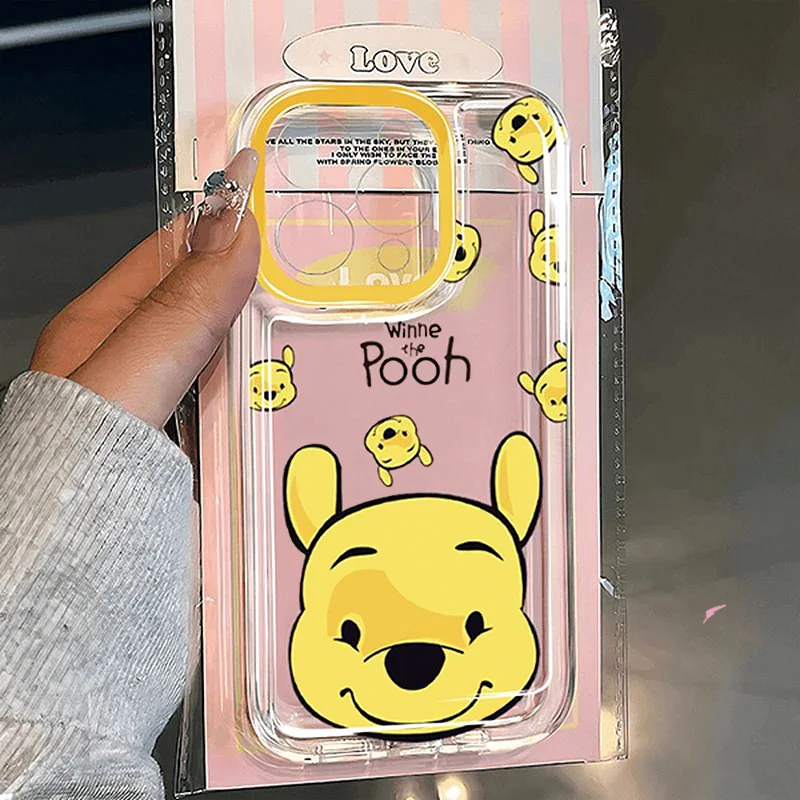 Disney Winne the Pooh Piglet Cartoon ins Kawaii Phone Case for iPhone 16 15 14 13 12 11 Pro Max XR XS Max 7 8 Plus Y2K Cover