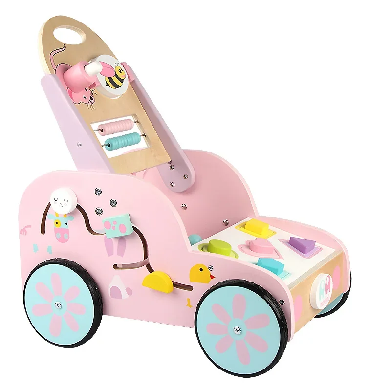 Poussette en bois pour interaction parent-enfant, jouets éducatifs populaires, cadeau d'apprentissage, vente en gros, offre spéciale