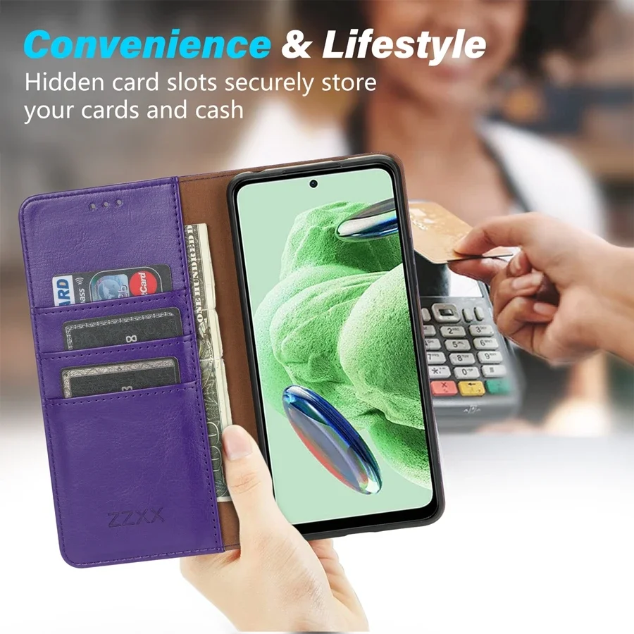 Wallet Skin Friendly Card Slot Magnetic Flip Leather Case For Xiaomi Redmi Note 13 Pro 12S 11 10 9 Pro 8T 7 13C 12 12C 10C 13T