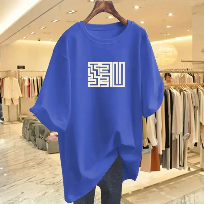 2024 New Pure Cotton T-shirt Plus Size Women\'s Loose Versatile Age Reduction and Thin Top Women Clothing Free Shipping S-4XL