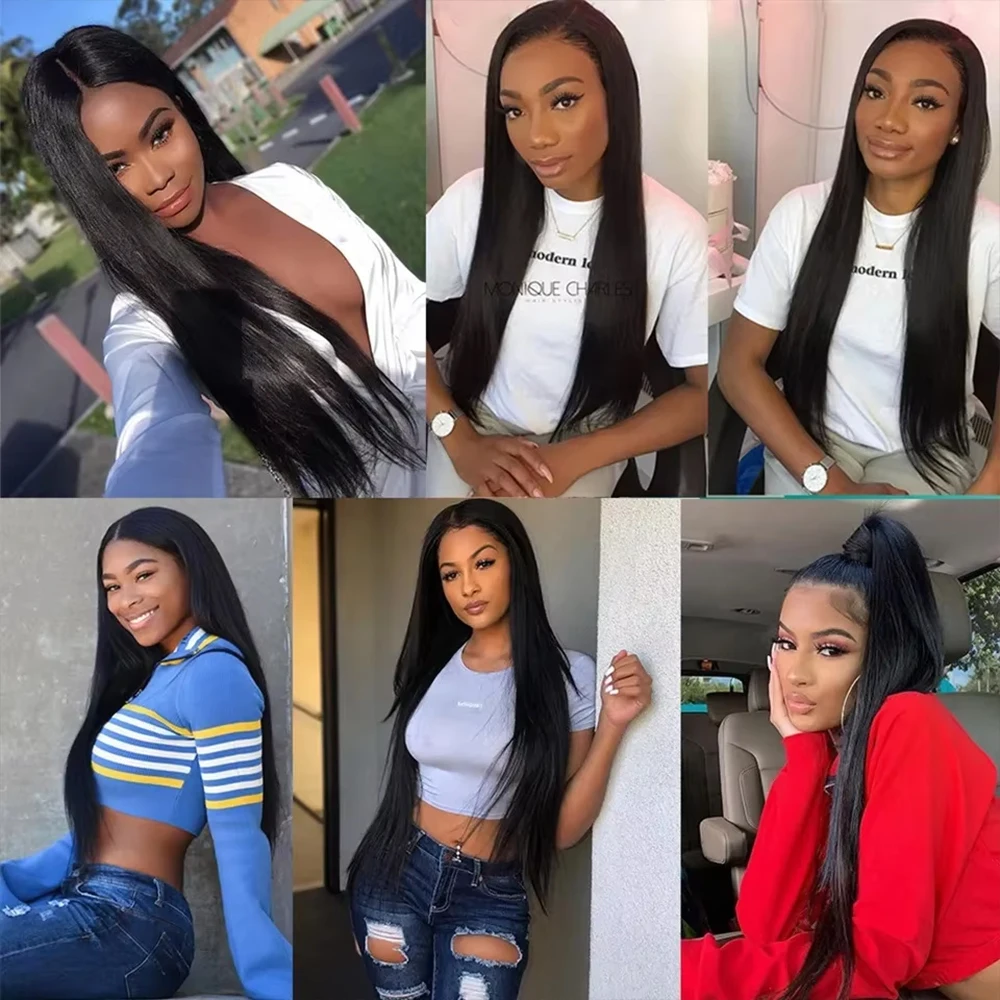 HD Lace Front Wigs Human Hair Pre Plucked 250% Density 5x5 Straight Human Hair Wigs For Women Transparent Glueless Frontal Wig 30inch Factory Wholesale Human Hair Wigs Natural Black Color image 8