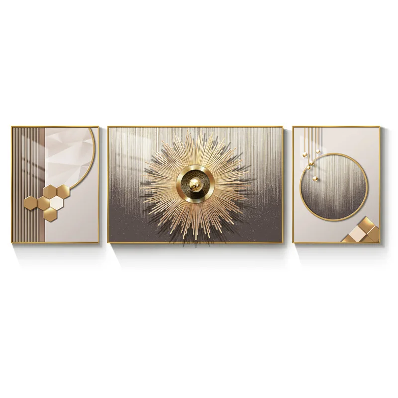 

Sunflower 3D three-dimensional triptych living room modern simplicity high sense atmosphere sofa background wall decorative