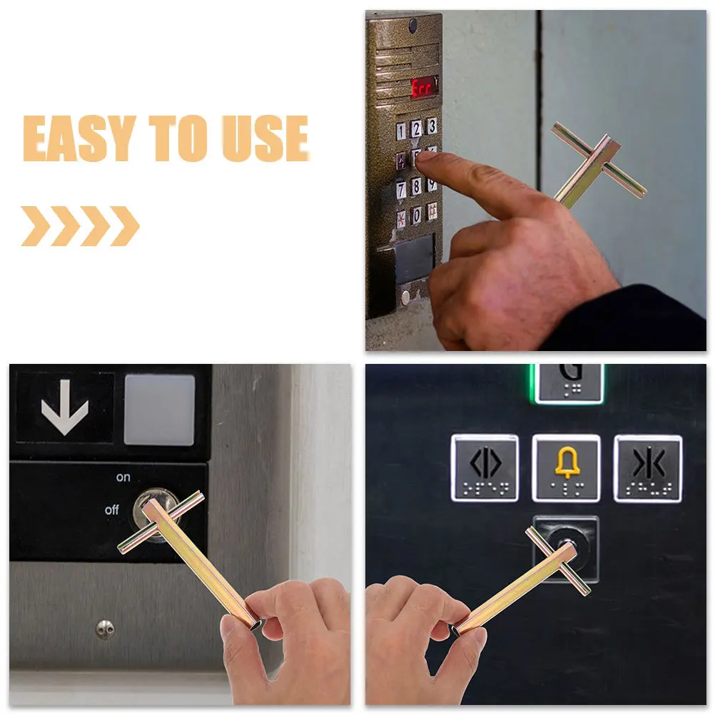 Chave triangular para porta de elevador, 2 peças, alça longa, acesso de emergência, liberação de porta de incêndio, compatível com técnicos kone