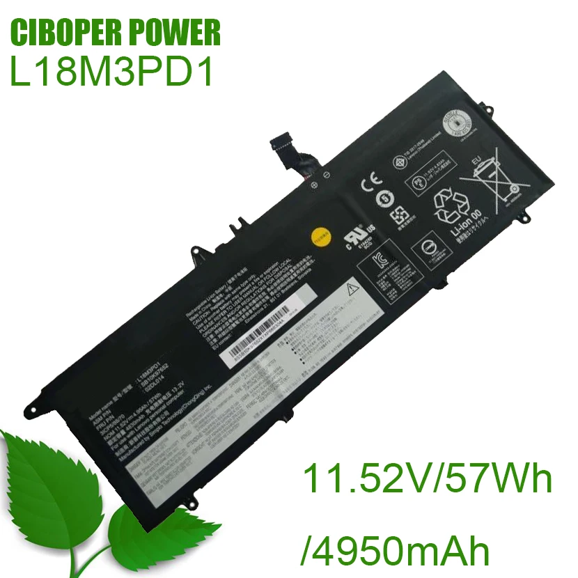 CP Laptop Battery L18C3PD1 L18L3PD1 L18C3PD2 L18M3PD2 L18M3PD1 57Wh For ThinkPad T14S T490S T495S Series Notebook 02DL013 02DL01