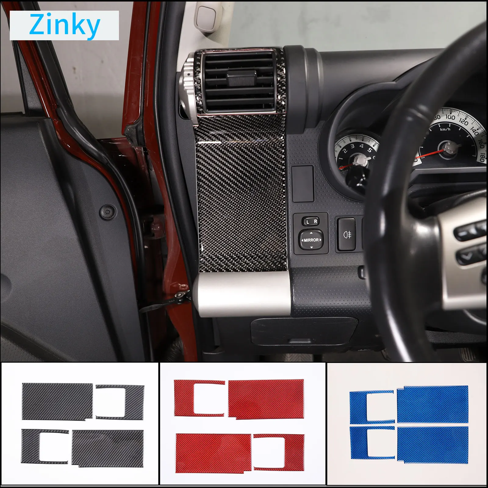 

Soft Carbon Fiber Car Center Console Side Air Outlet Frame Sticker for Toyota FJ Cruiser 07-21 Interior modification Accessories