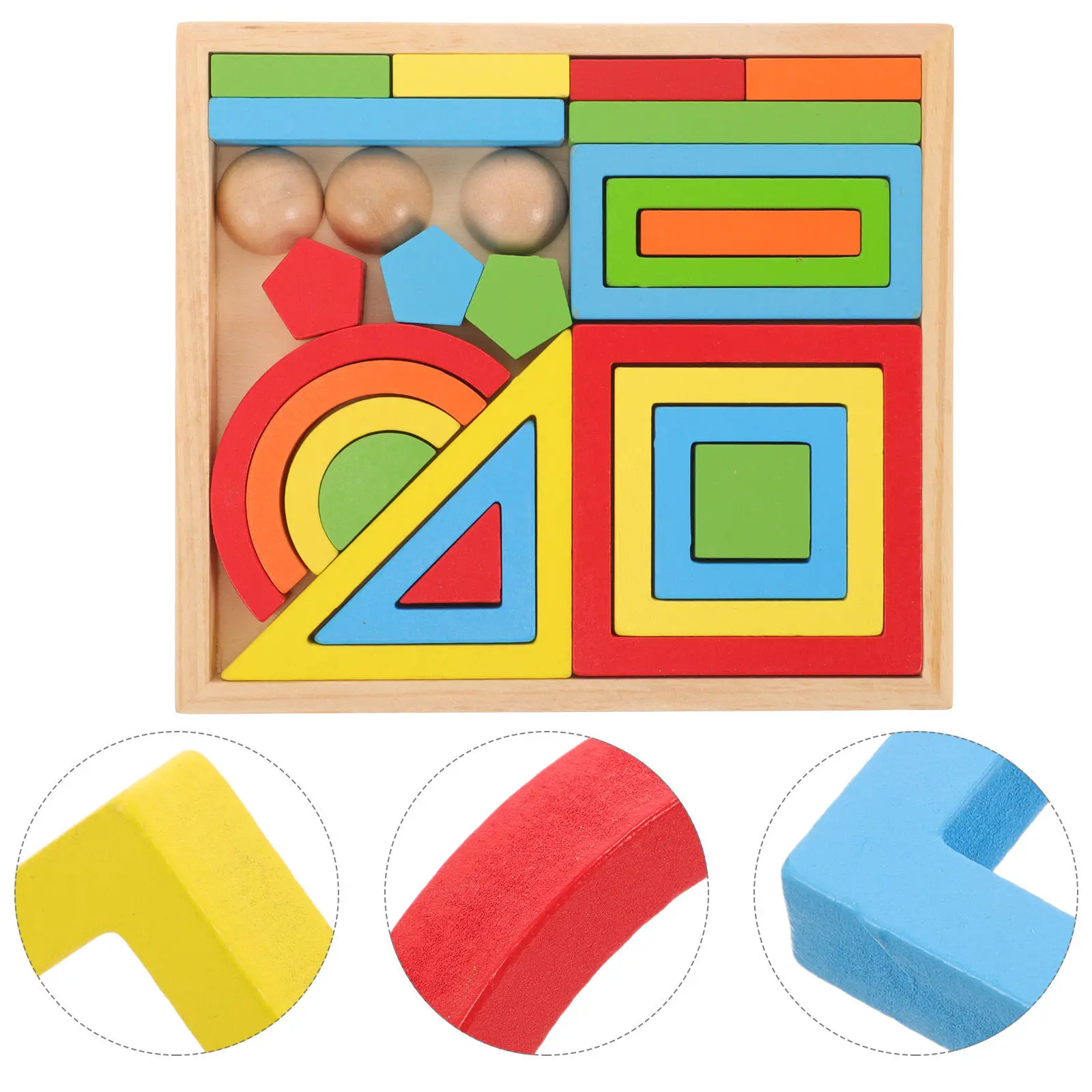 

Набор деревянных геометрических фигур-конструкторов «Радуга» для развития когнитивных навыков и творчества у детей, обучающие игрушки для увлекательного обучения
