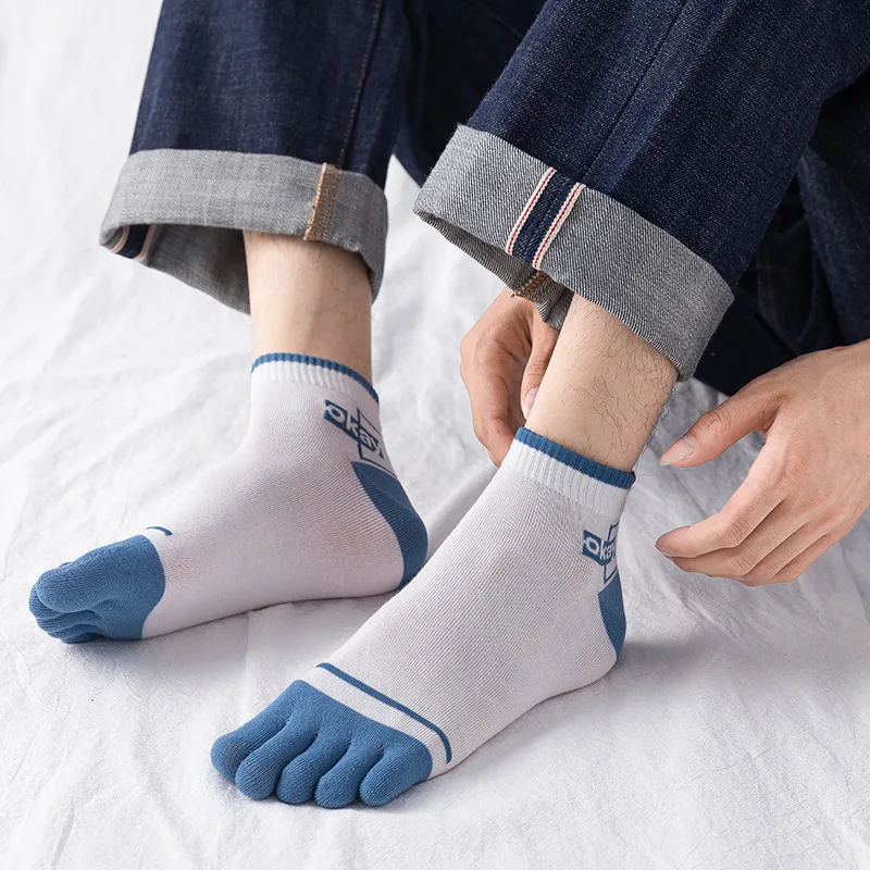Five Finger Socks Autumn Thin Middle Socks Sweat Absorbing Men's Short Socks Spring Autumn minimalist Comfort Split Toe Socks