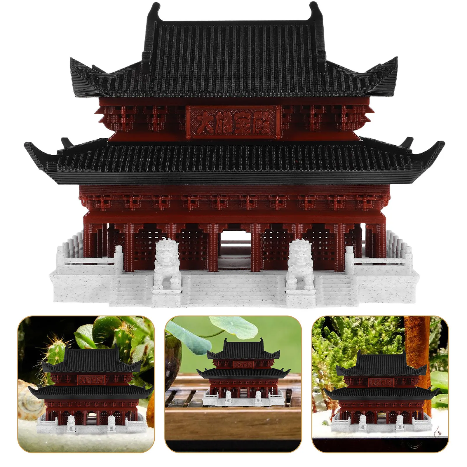 1pc-マイクロ風景建物装飾品絶妙な古代アジア建築高現実性デスクトップ装飾オフィス家庭学習魚用