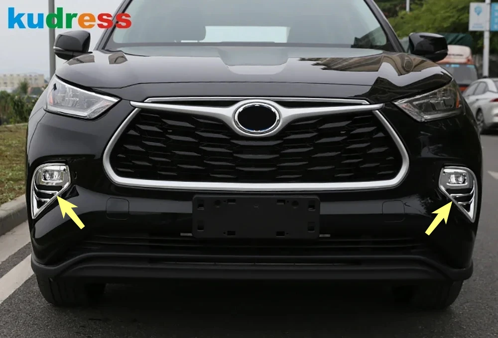 

Front Fog Light Lamp Cover Trim For Toyota Highlander Hybrid 2021 2022 2023 2024 Carbon Fiber Car Foglight Frame Accessories