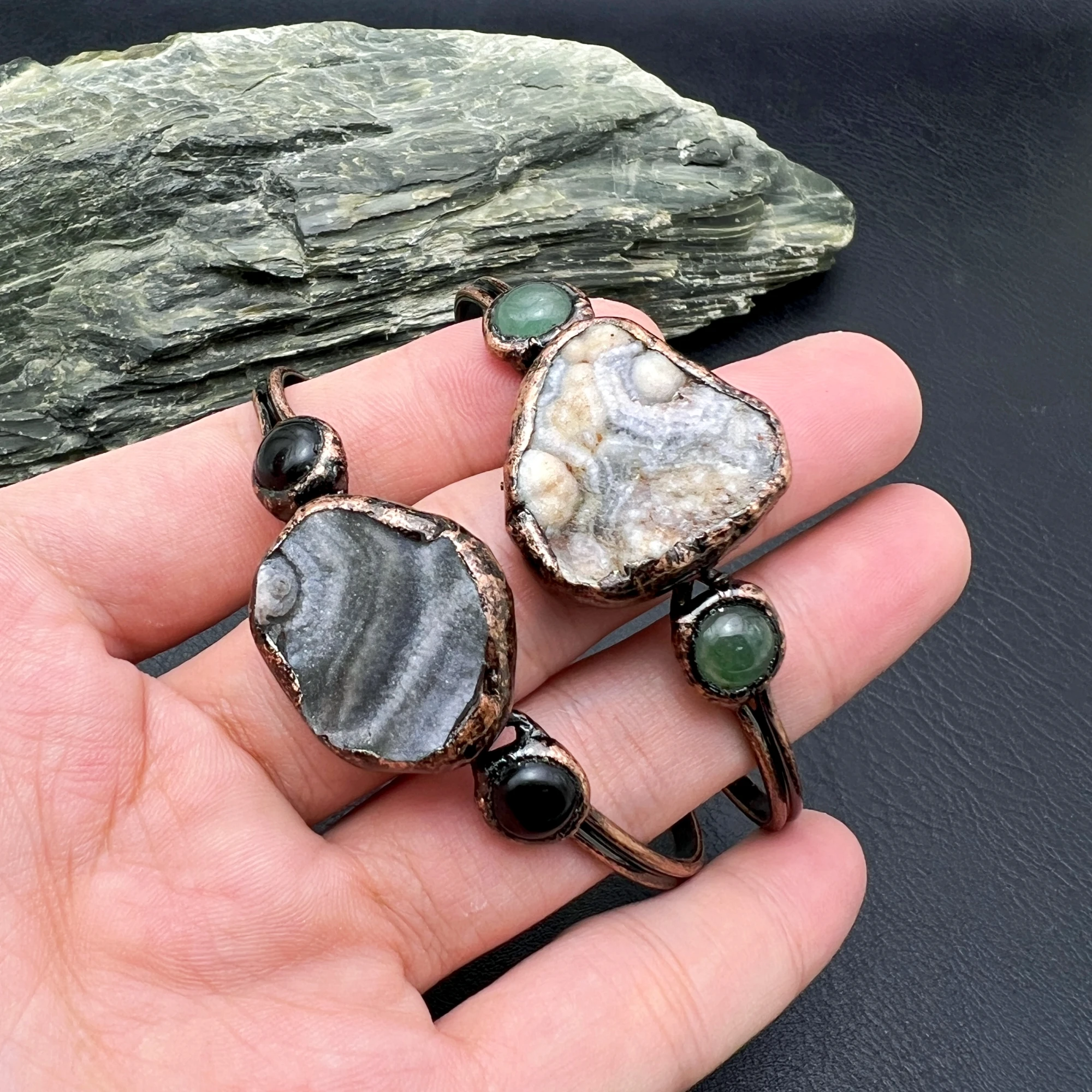 5 قطعة مجوهرات خمر ملحوم الطبيعية غالاكسي Druzy العقيق قابل للتعديل كرف سوار الإسورة للنساء MY220412 #1