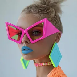 Oversized Y2K Cat Eye Sunglasses Women For Men Luxury Brand Designer Vintage Sun Glasses Punk Big Frame Special Shaped Shades